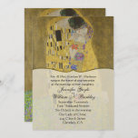 The Kiss Fine Art Wedding Invitation<br><div class="desc">Chic romantic fine art wedding invitation with Gustav Klimt  golden painting entitled The Kiss,  as the backdrop.  A gold tone edged text space,  along the bottom half of the invitation,  has custom black text ready to personalise,  for your special day.  Matching products are available.</div>