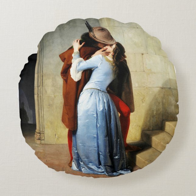 The Kiss - Francesco Hayez Il Bacio  Round Cushion (Front)