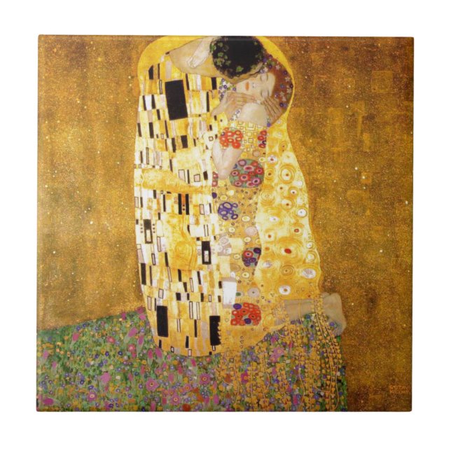 The Kiss Gustav Klimt Ceramic Tile (Front)