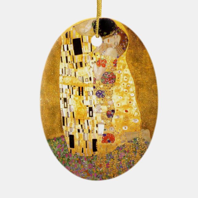 The Kiss Gustav Klimt Ceramic Tree Decoration (Front)