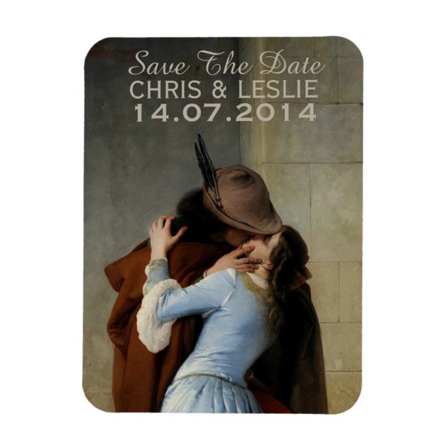 The Kiss / Il Bacio custom text magnet (Vertical)