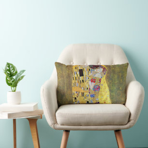 The Kiss (original Der Kuss) by Gustav Klimt Lumbar Cushion