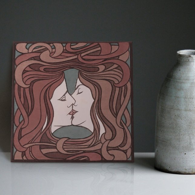 The Kiss Peter Behrens Art Nouveau Art Deco Cerami Ceramic Tile (Creator Uploaded)