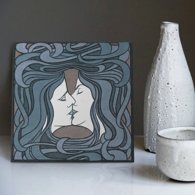 The Kiss Peter Behrens Art Nouveau Art Deco Cerami Ceramic Tile (Creator Uploaded)