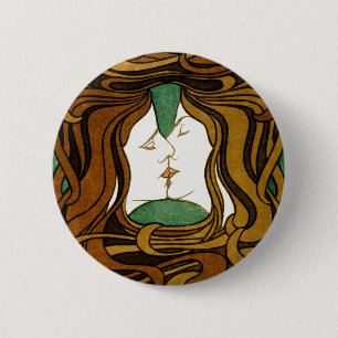 The Kiss Peter Behrens Art Nouveau Vintage Art 6 Cm Round Badge