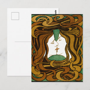 The Kiss Peter Behrens Art Nouveau Vintage Art Postcard