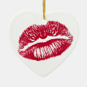 The Kiss, Red Lips Ceramic Ornament