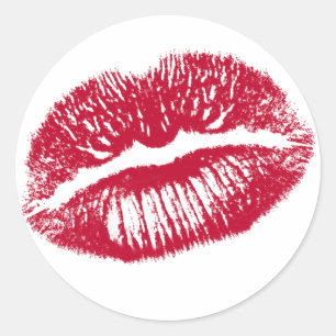 The Kiss, Red Lips Classic Round Sticker
