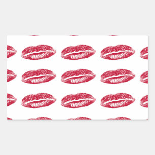 The Kiss, Red Lips Rectangular Sticker