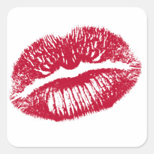 The Kiss, Red Lips Square Sticker