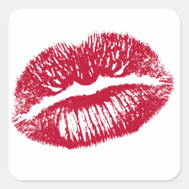 The Kiss, Red Lips Square Sticker (Front)