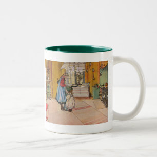 The Kitchen by Carl Larsson Art Print Two-Tone Coffee Mug