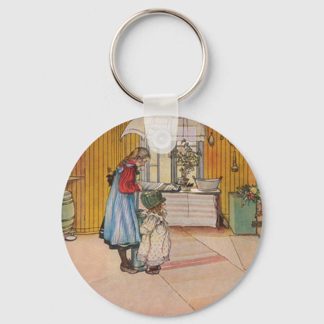 The Kitchen by Carl Larsson Swedish Artist Key Ring (Front)