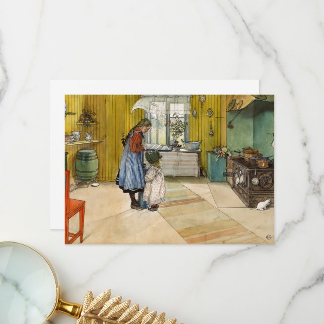 The Kitchen by Carl Larsson Thank You Card (Front/Back In Situ)