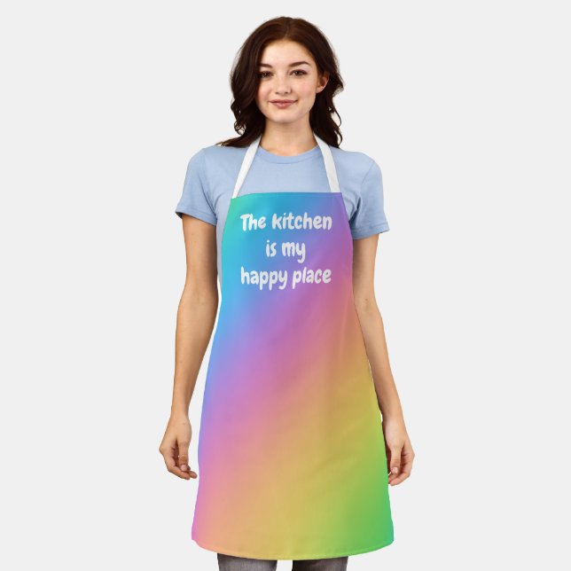 The Kitchen is My Happy Place Rainbow Apron (Worn)