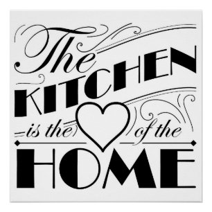 The kitchen is the heart of the home quote design poster
