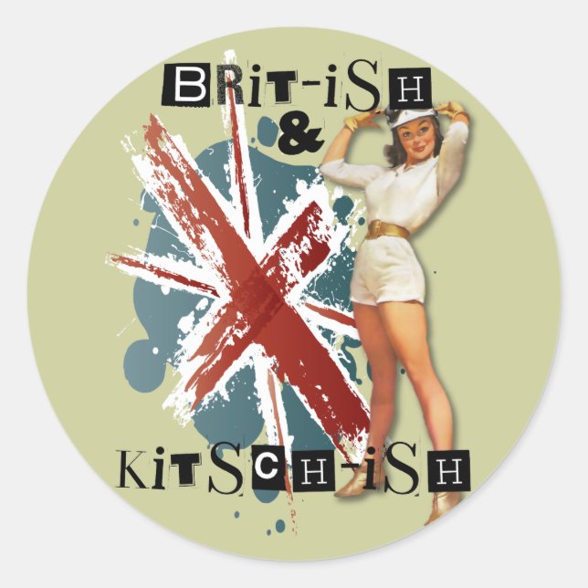 The Kitsch Bitsch : Brit-ish & Kitsch-ish Pin-Up Classic Round Sticker (Front)