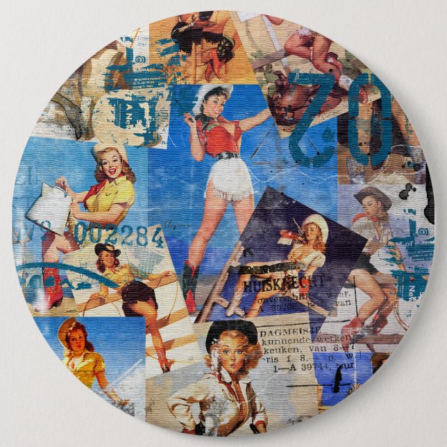 The Kitsch Bitsch : Destroyed Cowgirl Pin-Ups No.1 6 Cm Round Badge (Front)