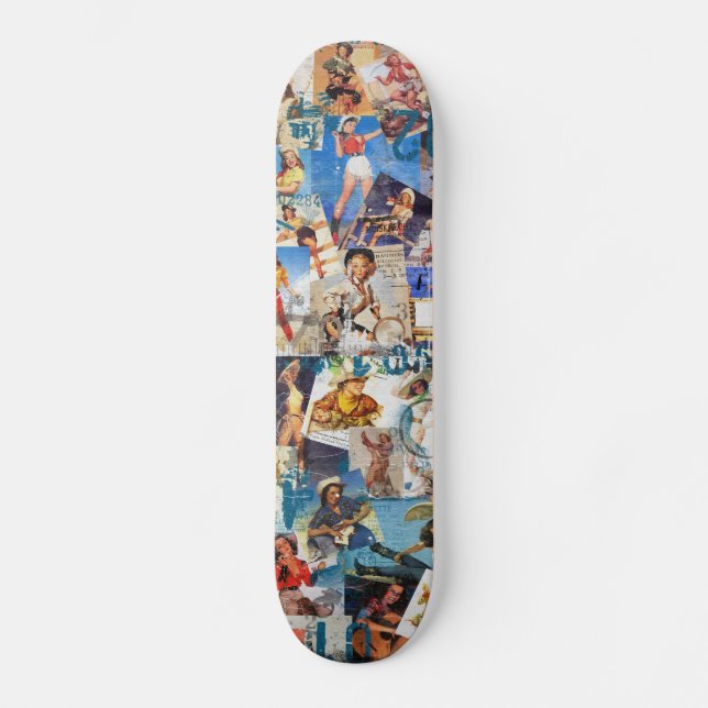 The Kitsch Bitsch : Destroyed Cowgirl PIn-Ups Skateboard (Front)