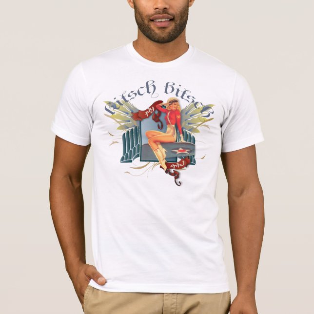 The Kitsch Bitsch : Fly Girl Tattoo Pin-Up T-Shirt (Front)