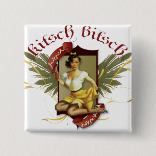 The Kitsch Bitsch : Soda Girl Retro Tattoo Pin-Up 15 Cm Square Badge