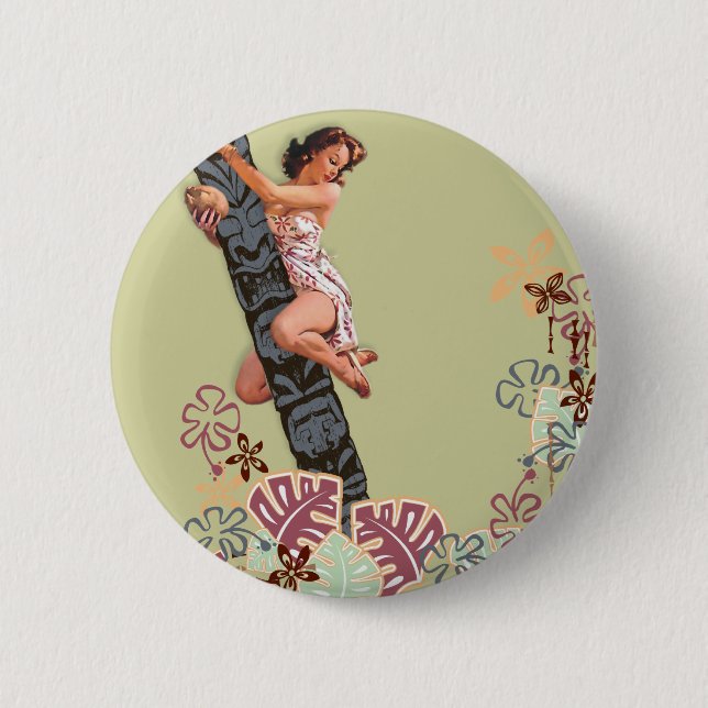 The Kitsch Bitsch : Up A Tiki Tree! 6 Cm Round Badge (Front)