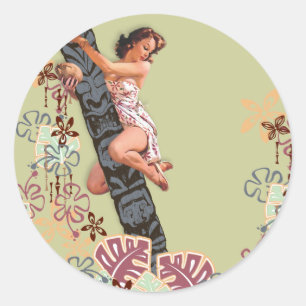 The Kitsch Bitsch : Up A Tiki Tree! Classic Round Sticker