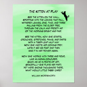 The Kitten at Play Cute Poem Poster