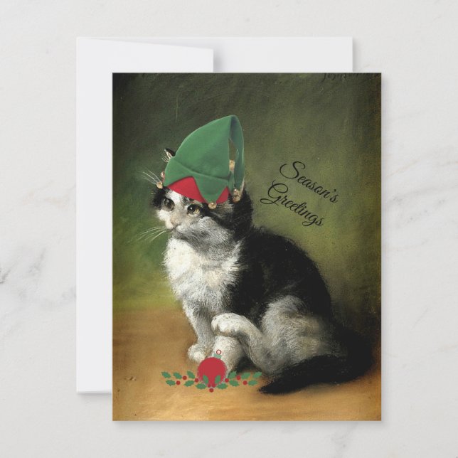 The Kitten, Old-Fashioned Christmas Holiday Card (Front)