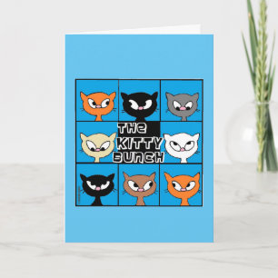 The Kitty Bunch Pop Art Cute Cat Birthday Card