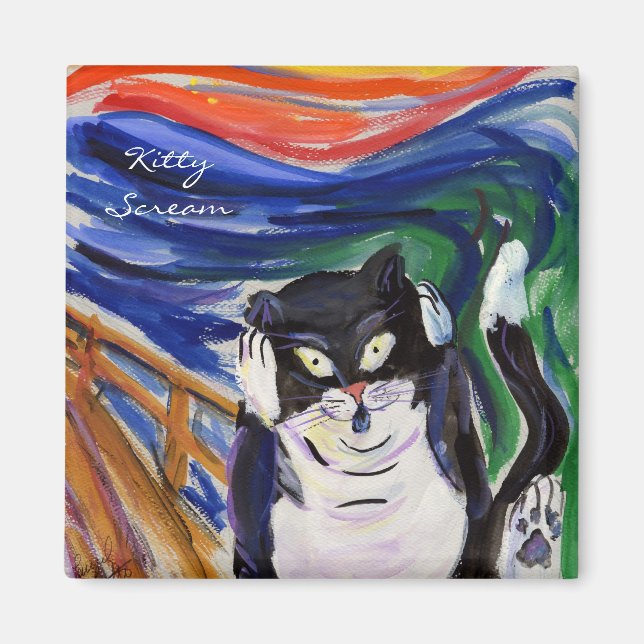 The Kitty Scream Custom Art Refrigerator Magnets (Front)