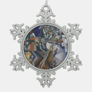 The Knife Grinder or Principle of Glittering Snowflake Pewter Christmas Ornament