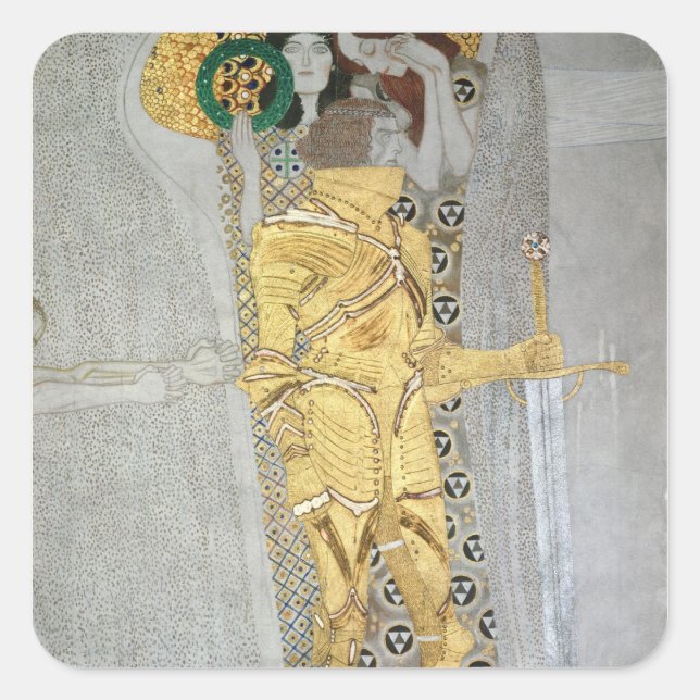 The Knight detail of the Beethoven Frieze Square Sticker (Front)