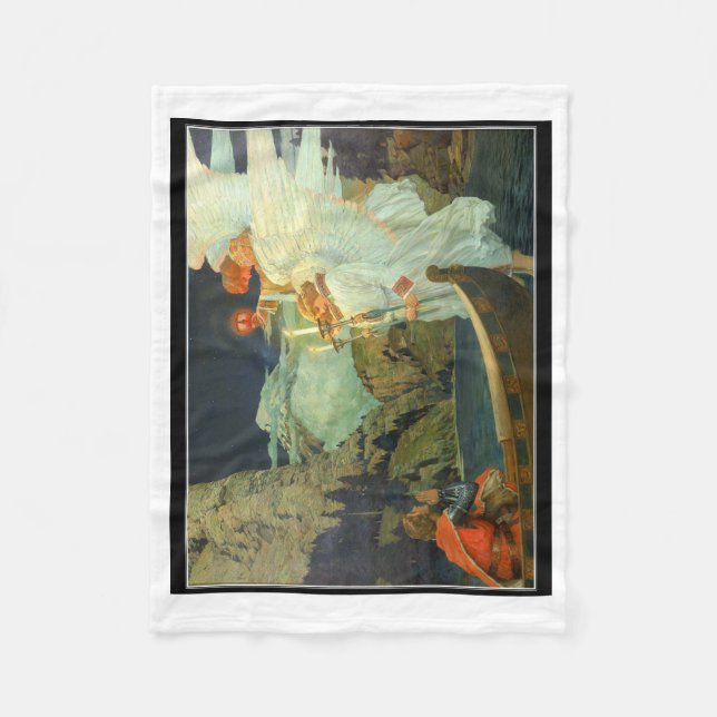 The Knight of the Holy Grail by Frederick J. Waugh Fleece Blanket (Front)