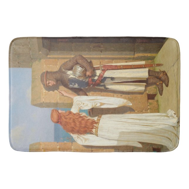The Knight's Shadow (by Edmund Blair Leighton) Bath Mat (Front)
