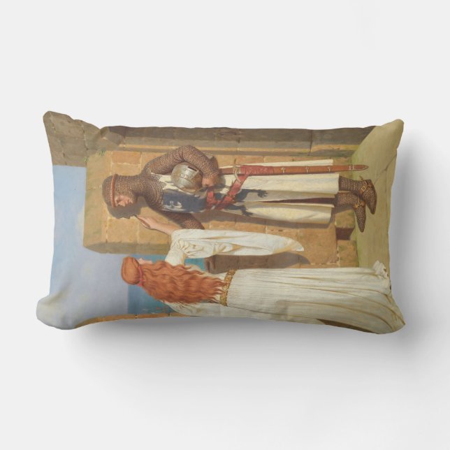 The Knight's Shadow (by Edmund Blair Leighton) Lumbar Cushion (Front)