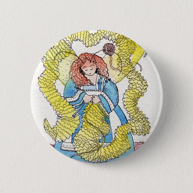 The Knitter 6 Cm Round Badge (Front)