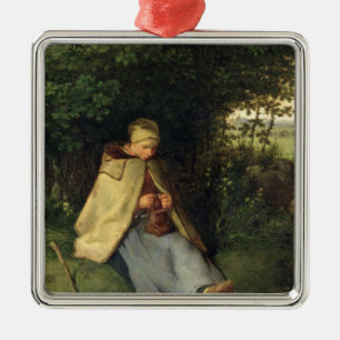 The Knitter or, The Seated Shepherdess, 1858-60 Metal Ornament