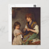 The Knitting Lesson by Eugene de Blaas Postcard (Front/Back)
