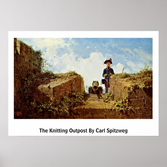 The Knitting Outpost By Carl Spitzweg Poster (Front)