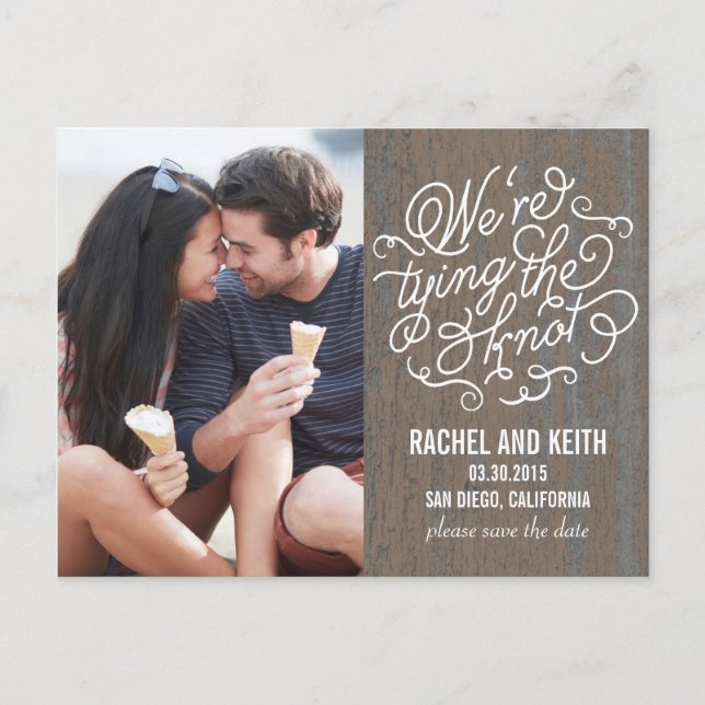 The Knot Save The Date Card - Rustic Bark (Front)