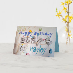 The Koala's Birthday Party Watercolour Girls Card