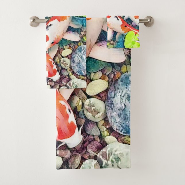 The Koi Pond Bath Towel Set (Insitu)