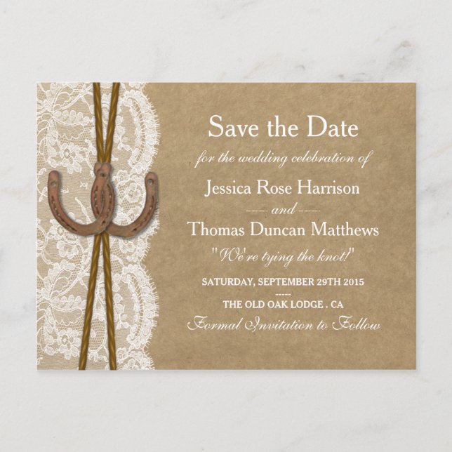 The Kraft, Lace & Horseshoe Collection Announcement Postcard (Front)