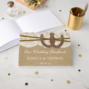 The Kraft, Lace & Horseshoe Wedding Collection Guest Book