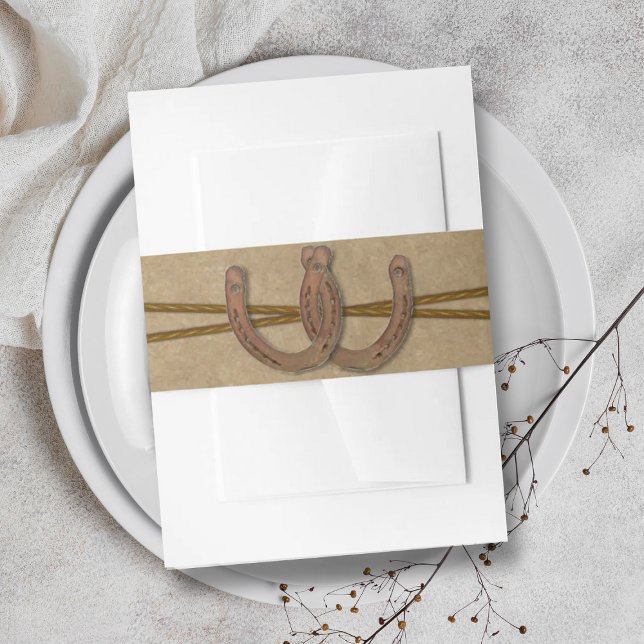 The Kraft, Lace & Horseshoe Wedding Collection Invitation Belly Band (Creator Uploaded)