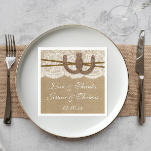 The Kraft, Lace & Horseshoe Wedding Collection Napkin