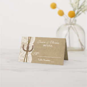 The Kraft, Lace & Horseshoe Wedding Collection Place Card