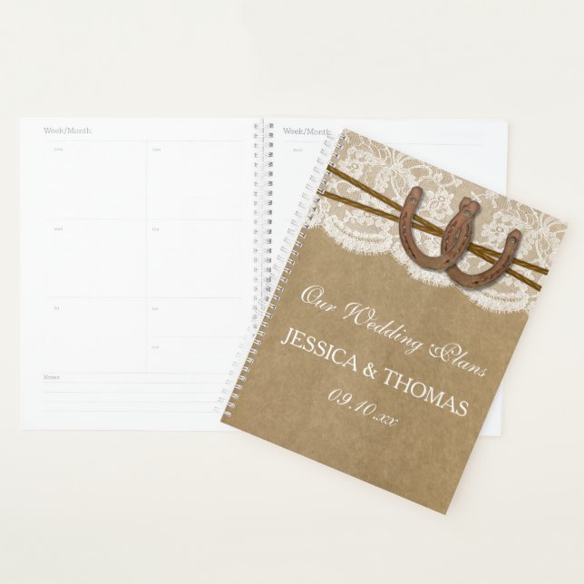 The Kraft, Lace & Horseshoe Wedding Collection Planner (Display)