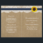 The Kraft, Lace & Sunflower Collection - Navy<br><div class="desc">The Kraft, lace and sunflower collection is a stunning design featuring a lovely rustic Kraft paper effect background with a romantic vintage white lace effect trim finished with a stunning sunflower and a navy blue ribbon effect. These programs can be personalised for your special occasion and would make the perfect...</div>